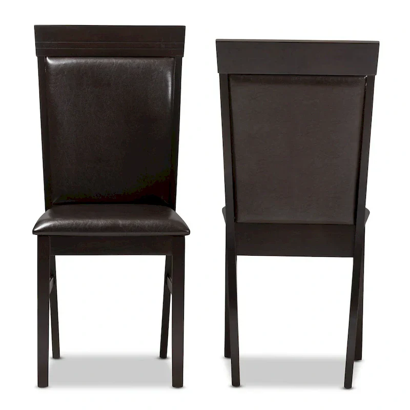 Modern Dark Brown Faux Leather Dining Chair Set by Baxton Studio