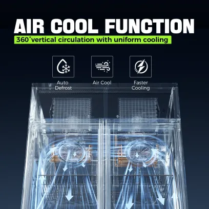 Coolake Commercial Refrigerator and Freezer Combo, 48" W Dual Temperature Zones, 36 Cu.ft 2 Door