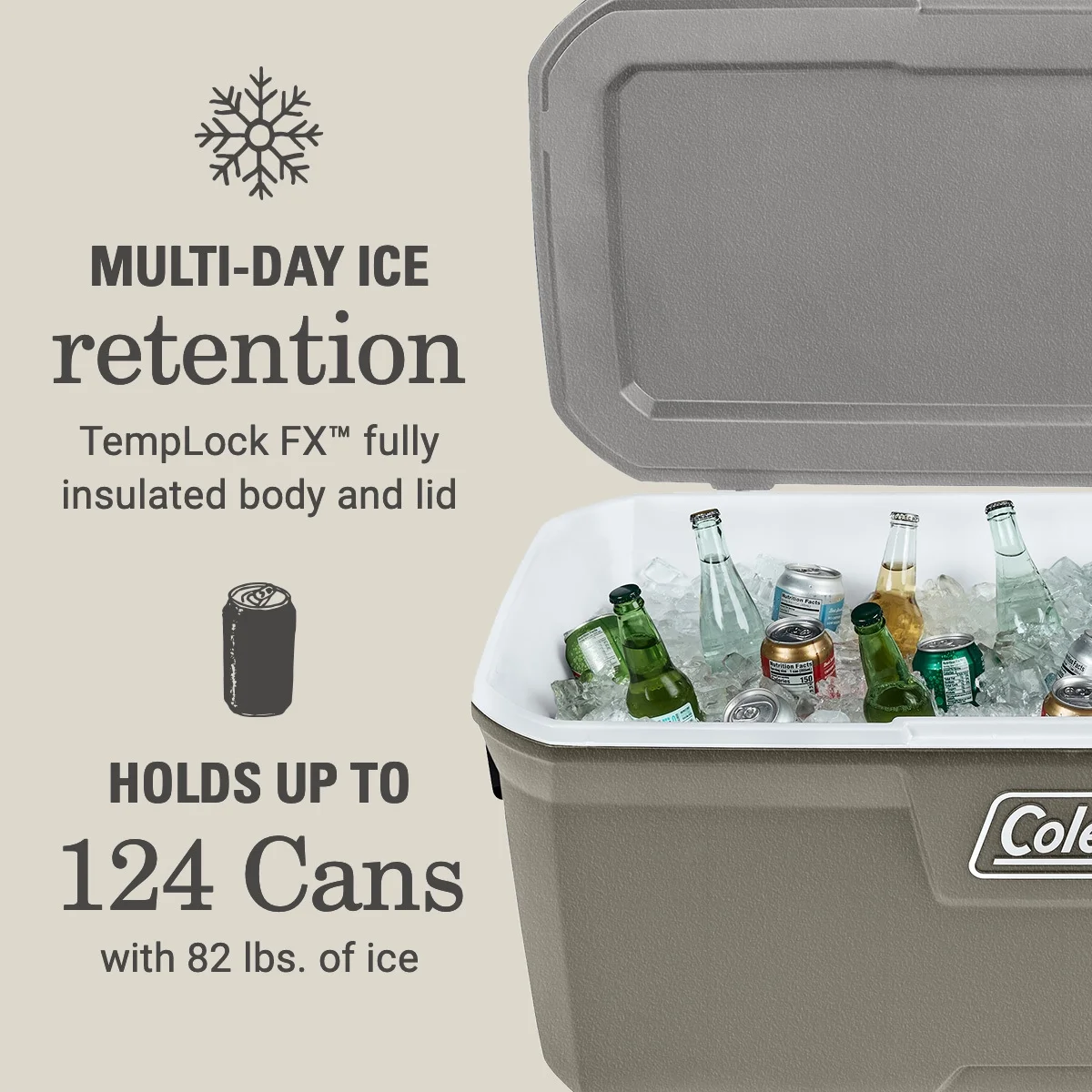 Coleman 316 Series 150QT Hard Chest Cooler, Silver Ash - Image 2