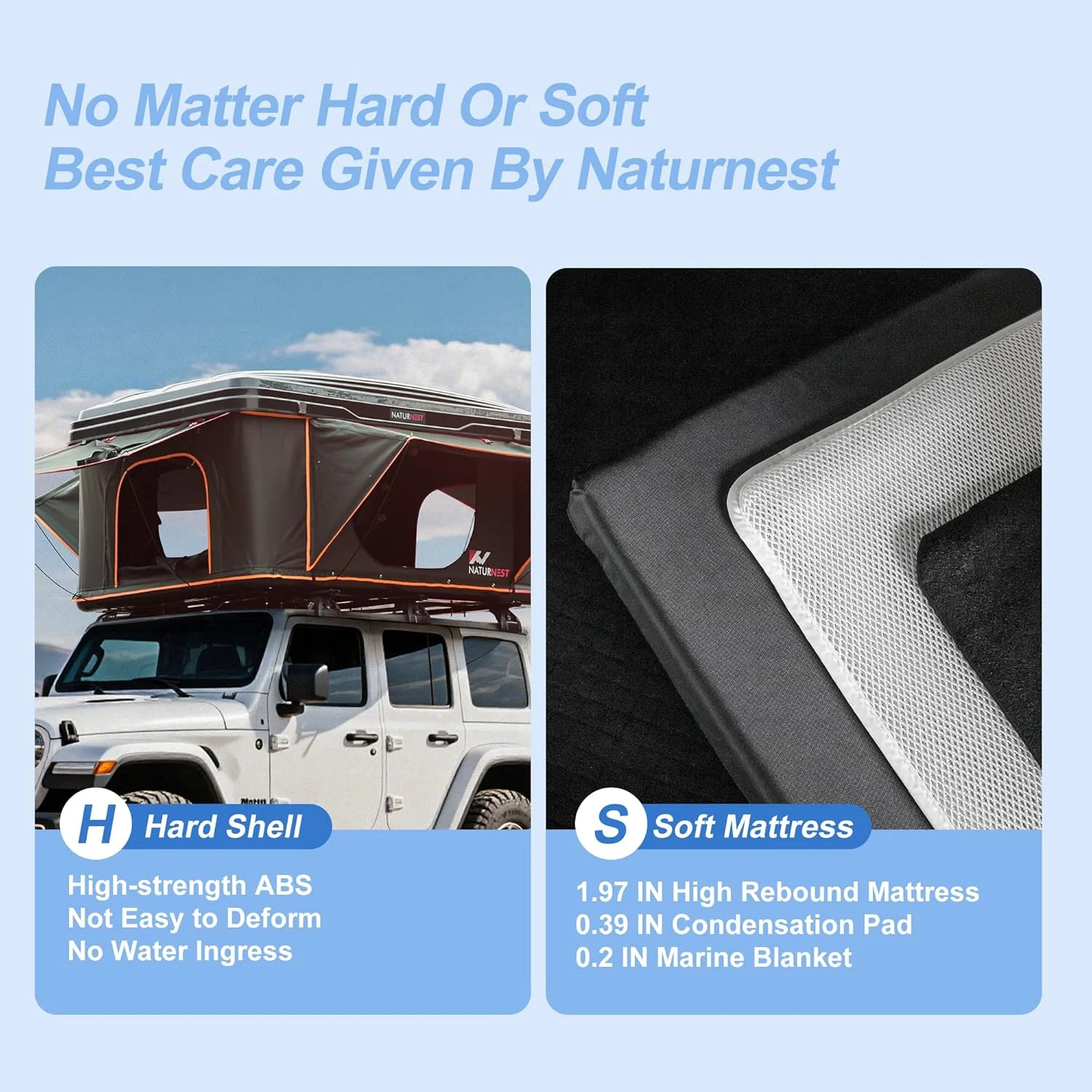 Naturnest Rooftop Tent Hard Shell,Roof Top Tent Hardshell Rooftop Tents for Van Jeep Suv Truck Car Tents for Camping Suv Tent for Car (Green) - Image 12