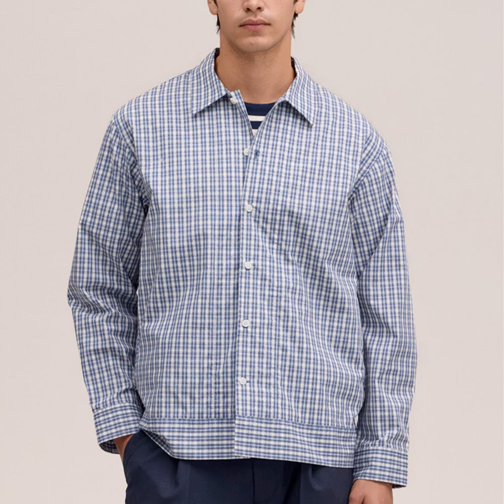 NN07 - Chemise Reed 5322 - Bleu à carreaux