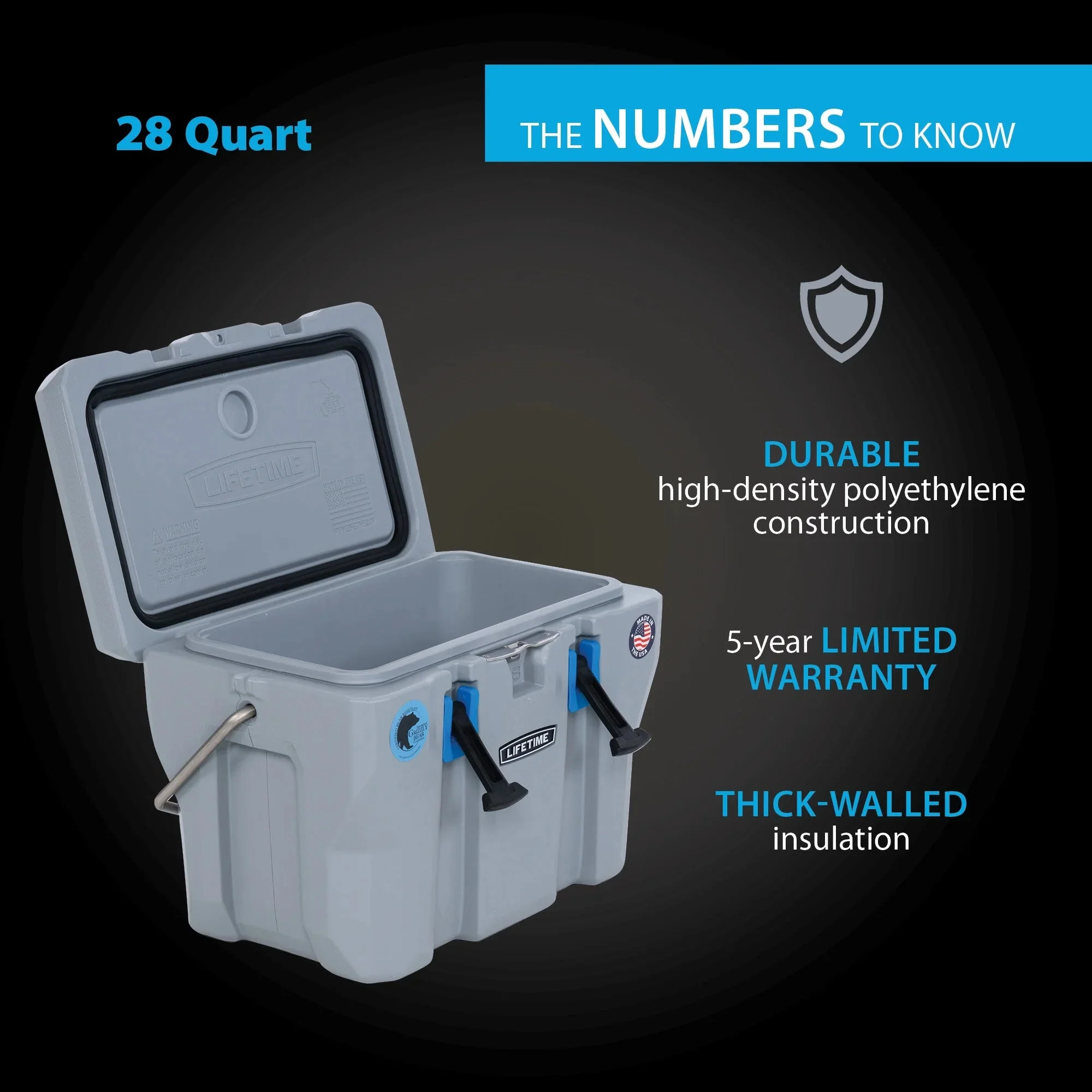 Lifetime Bear-Resistant High Performance Camping Cooler, 28 qt, 20 Can Capacity, Boulder Gray - 91289 - Image 20 Lifetime Bear-Resistant High Performance Camping Cooler, 28 qt, 20 Can Capacity, Boulder Gray - 91289 - Image 20