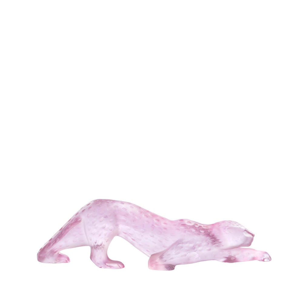 SCULPTURE PANTHÈRE ZEILA GRAND MODÈLE - CRISTAL LUSTRÉ ROSE