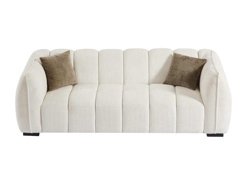 Sofá de 3 plazas de tela texturizada beige BASDIO