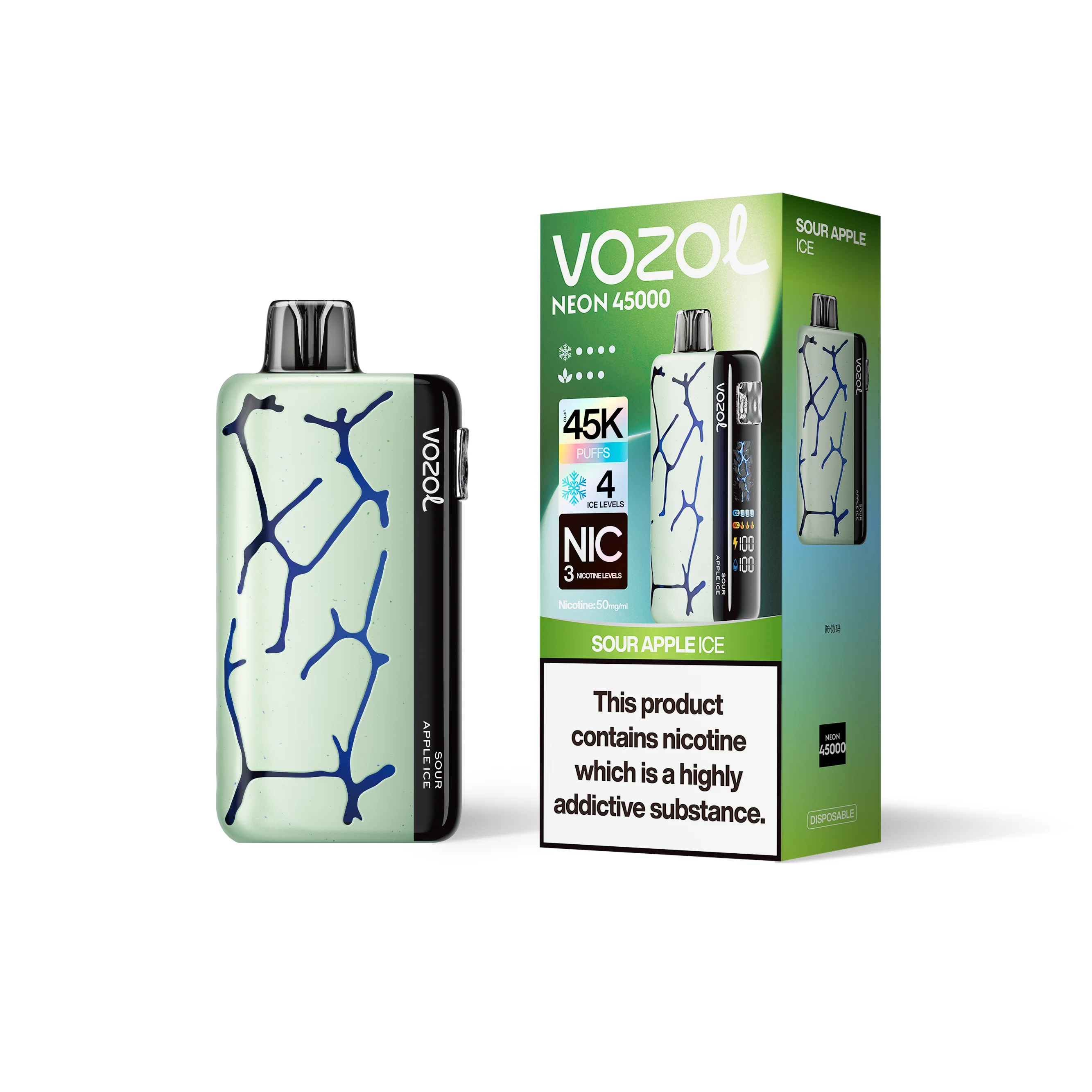 VOZOL NEON 45K kertakäyttöinen sähkötupakka (kaikki maut)