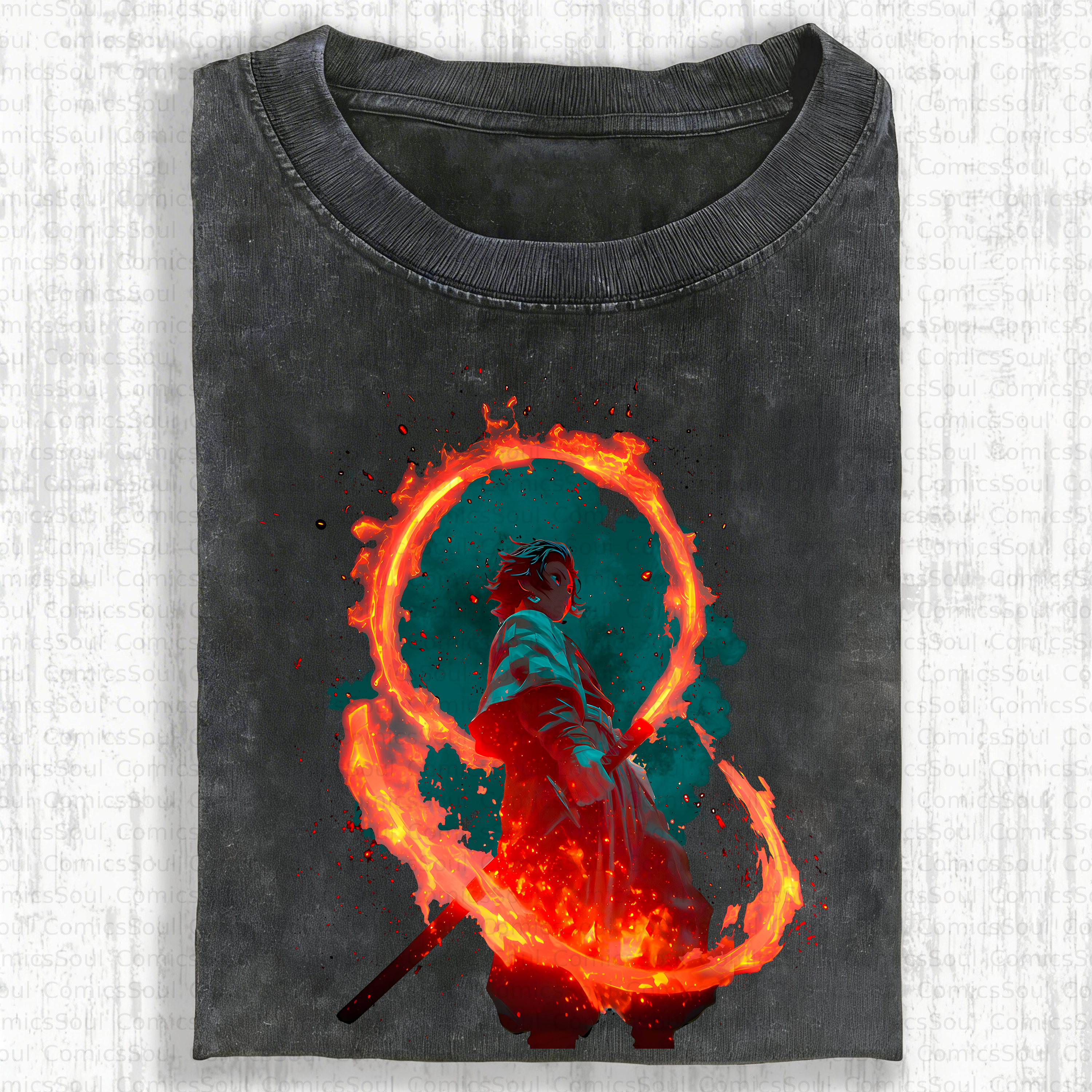 Unisex Anime Inspired Vintage Washed T-Shirt