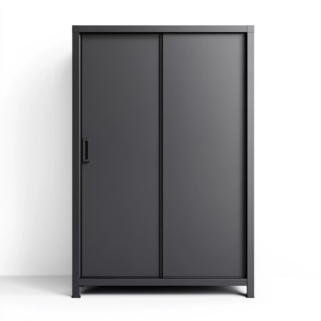 Armario Metálico para Oficina y Hogar Puertas Correderas Color Gris Oscuro Almacenamiento Seguro y Espacioso 180x120x45 cm