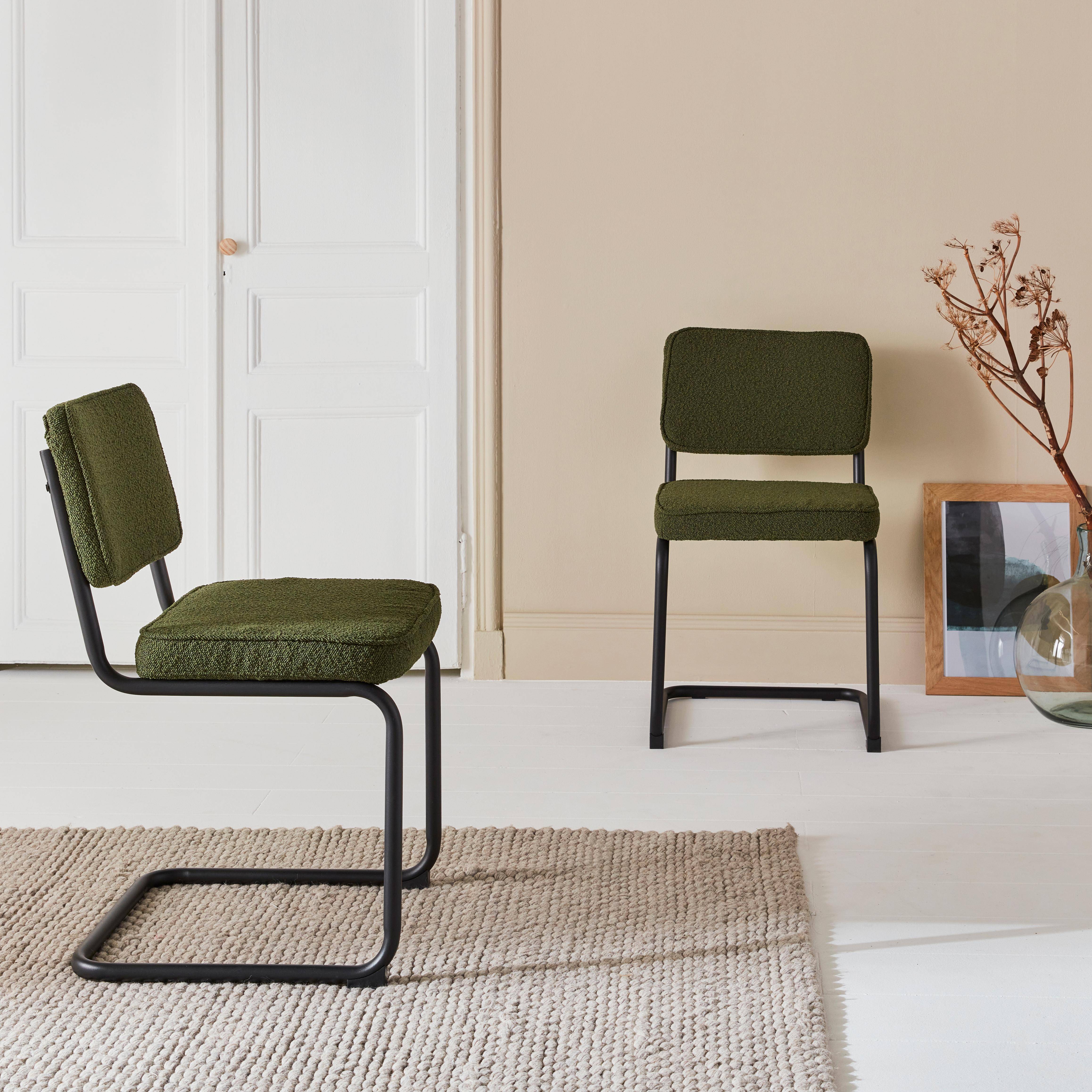 Maja borreguito - Silla cantilever de borreguito texturizado, set de 2
