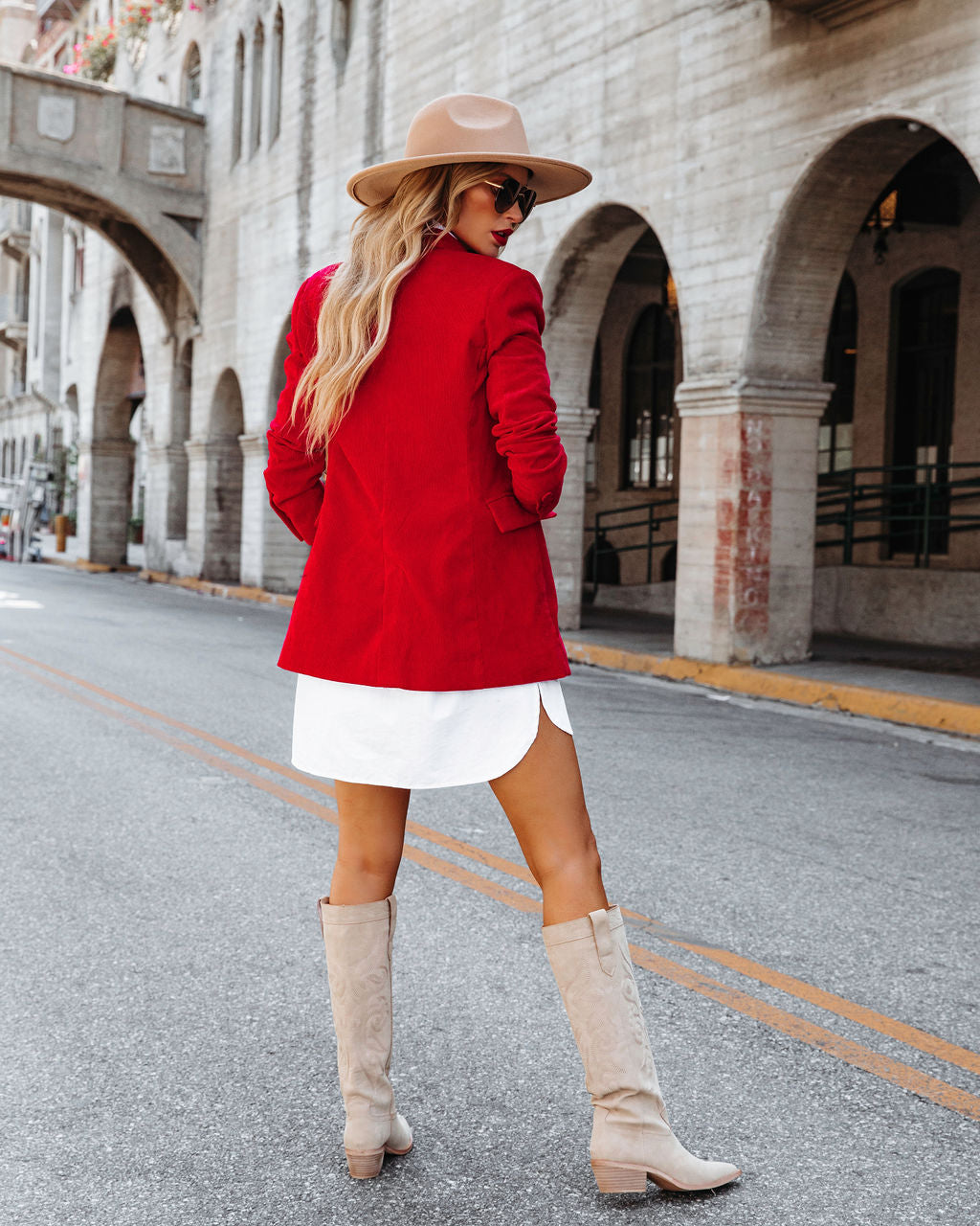 Front Page News Corduroy Pocketed Blazer - Red - SALE - Se7enfashion