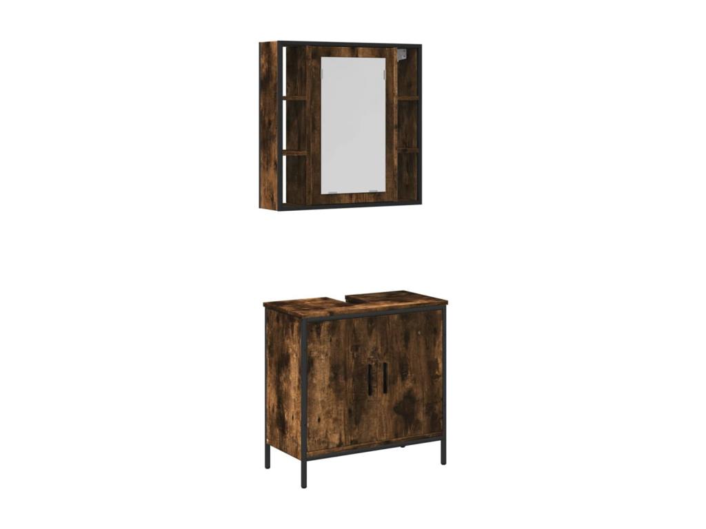 Set de muebles baño 2 pzas madera contrachapada roble ahumado