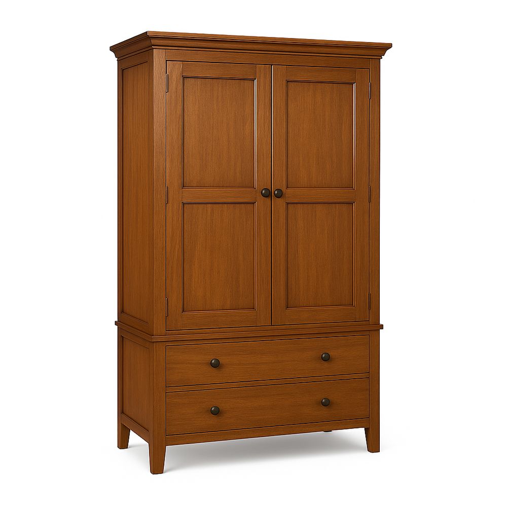 Armario de madera marrón, estilo clásico, 2 puertas, con cajones, almacenamiento espacioso, muebles para dormitorio y sala de estar