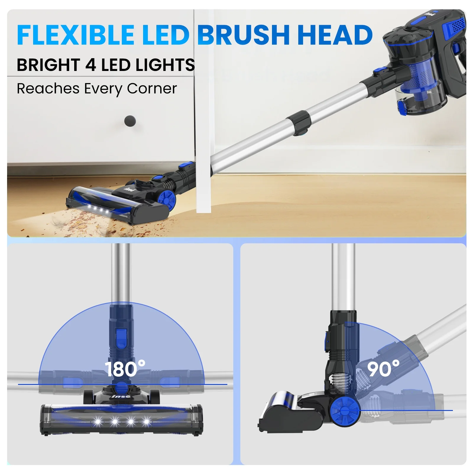 INSE Cordless Vacuum Cleaners, 6-in-1 Lightweight Stick Vacuum for Hardwood Floor Carpet Pet Hair, V770 - Image 20