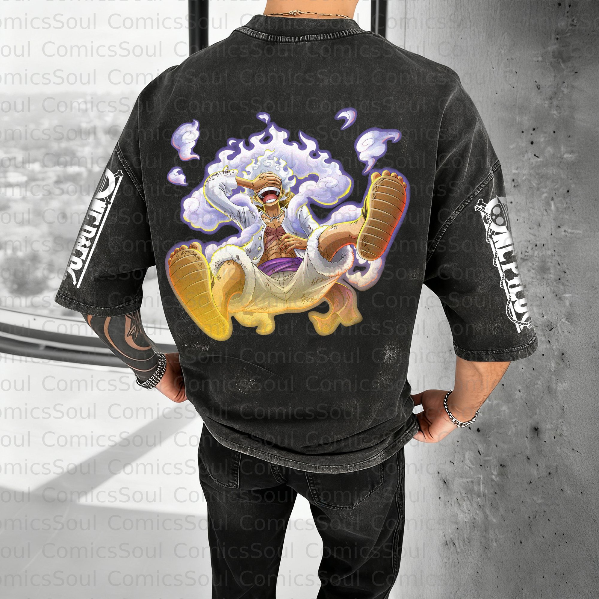 Unisex Anime Inspired Vintage Washed T-Shirt