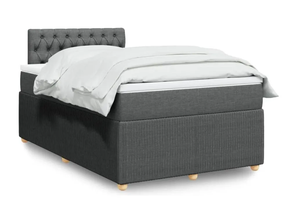 Cama box spring con colchón tela gris oscuro 120x190 cm fyt3521444