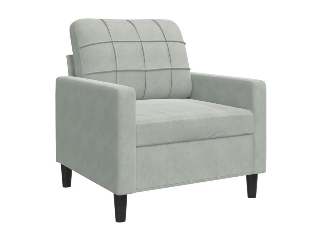 Sillón de terciopelo gris claro 60 cm