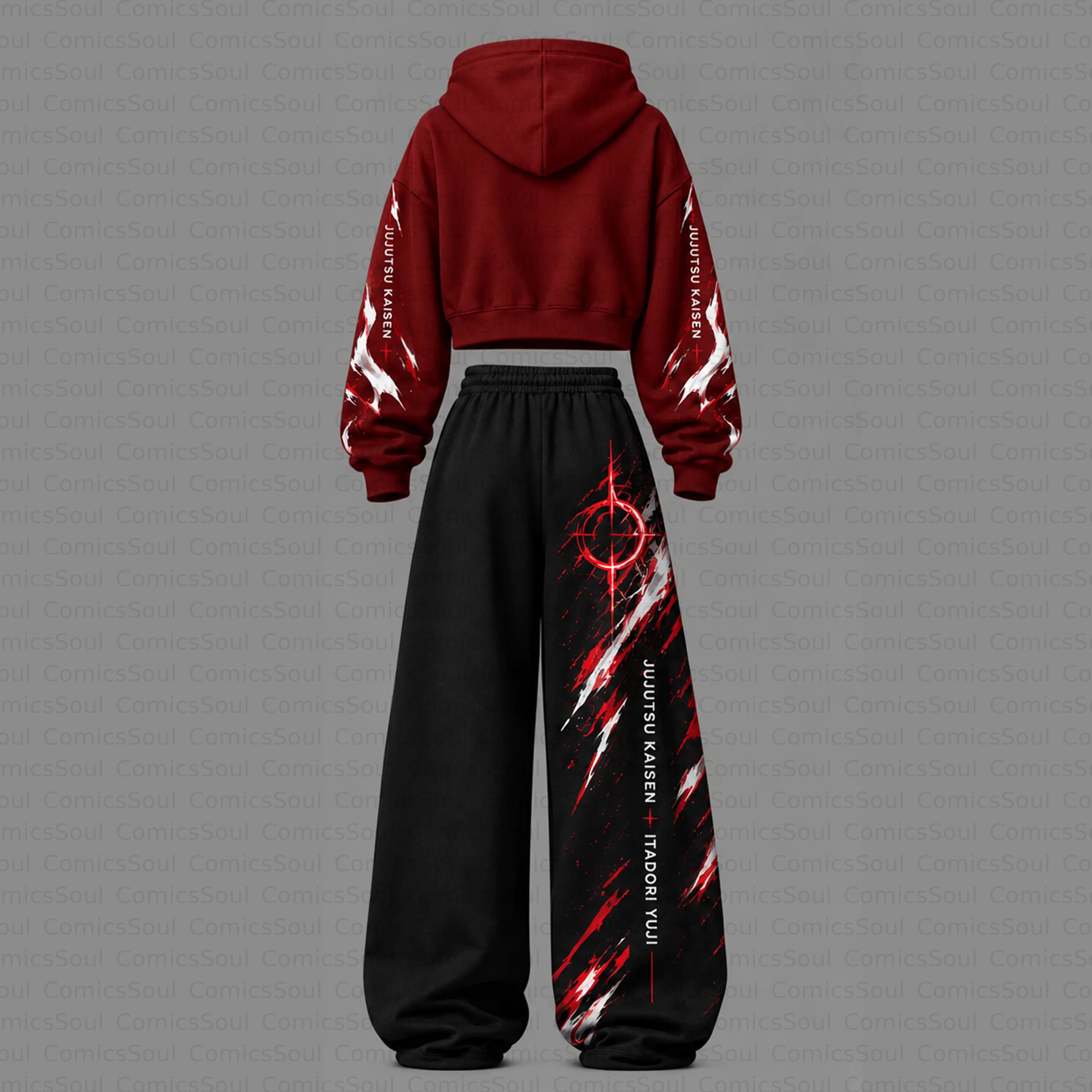 Jujutsu Kaisen Cropped Long Sleeve Hoodie & High Waist Jogger Pants Two Piece TeeThreads Sustain the Scene with Custom Apparel