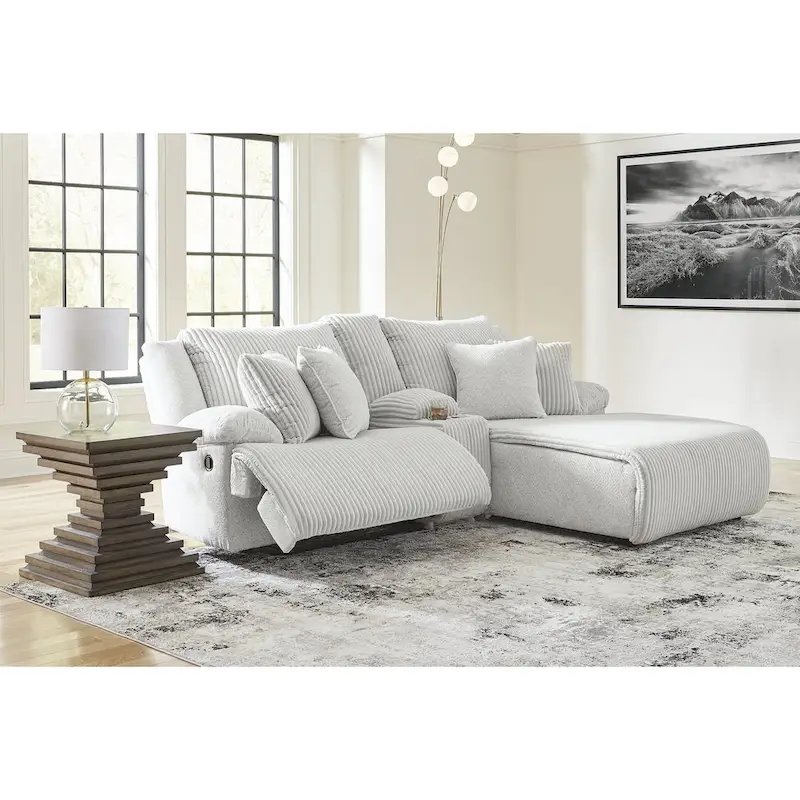 Signature Design by Ashley Top Tier 3-Piece Reclining Sectional Sofa with Chaise - Dimensions: 105W x 74D x 41H