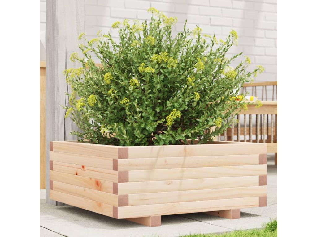 Jardinera de madera maciza de pino 60x60x26,5 cm