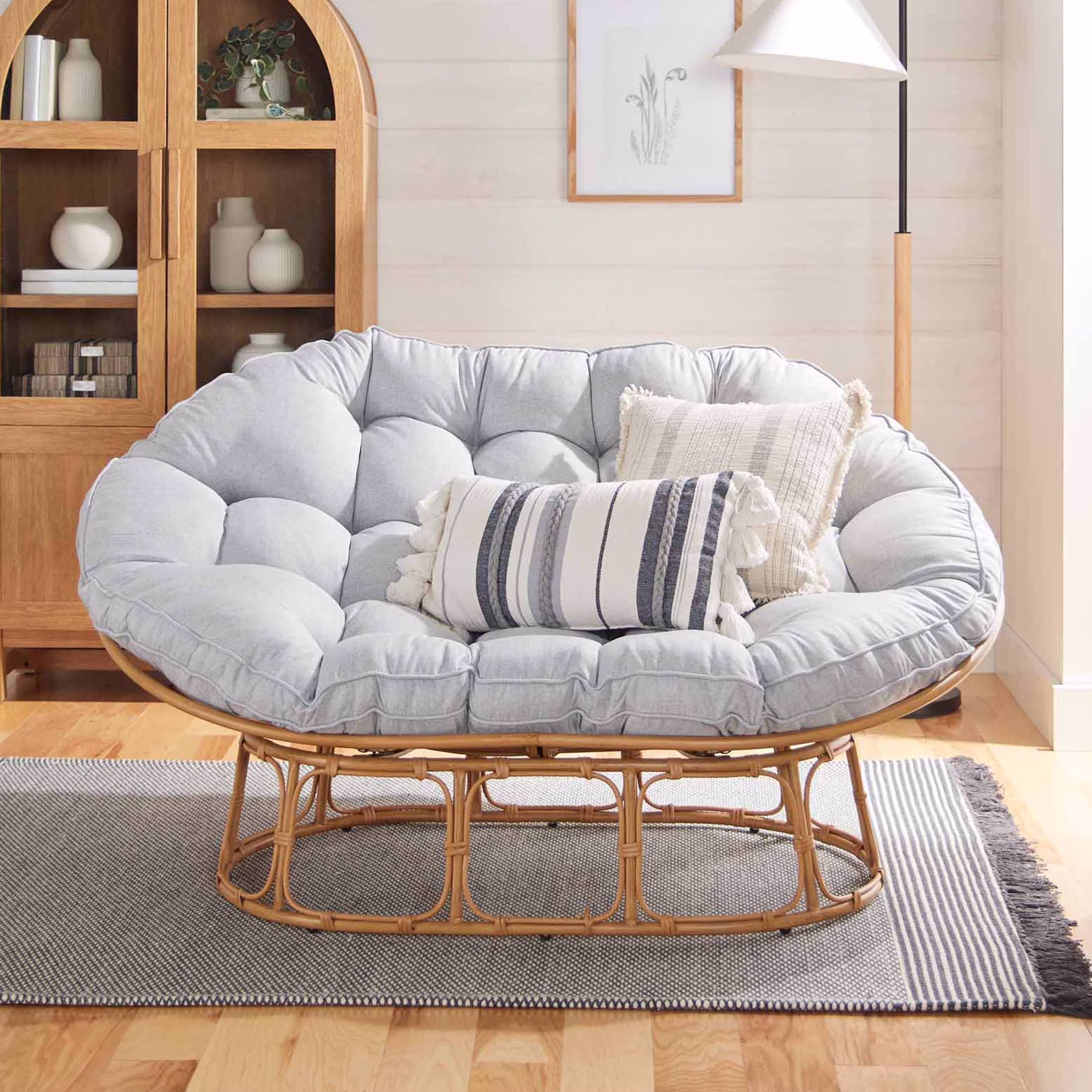 Better Homes & Gardens Double Papasan Accent Chair, Cream Boucle - Image 3