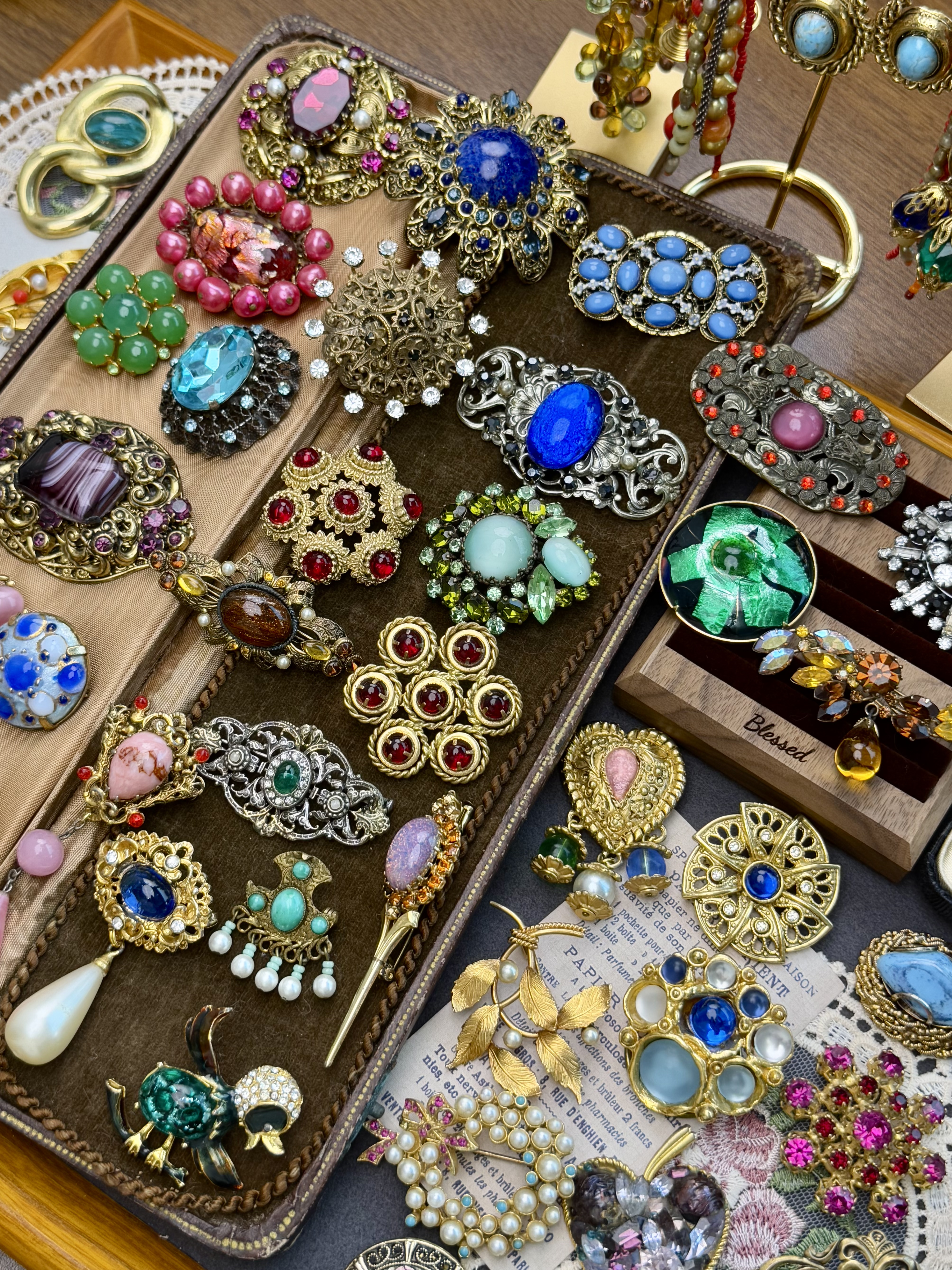 Jewel Tone Brooch Mystery Box fashion jewelry assortment