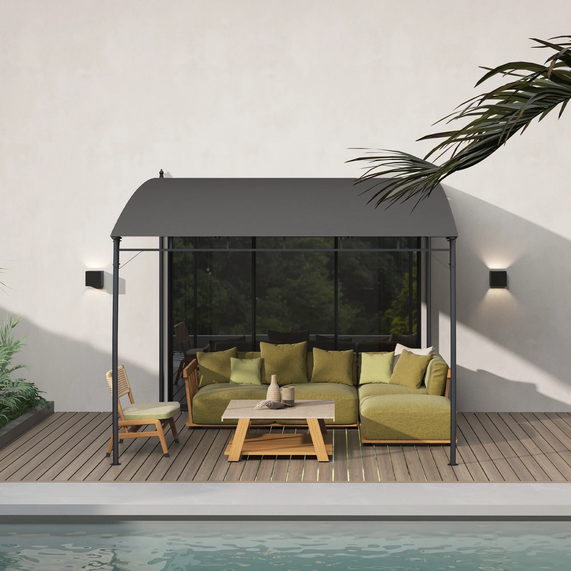 Outsunny 10' x 10' Pergola with UV-Resistant Canopy, Outdoor Sun Shade Shelter for Porch, Patio, Deck, Backyard, Charcoal Gray - Image 9