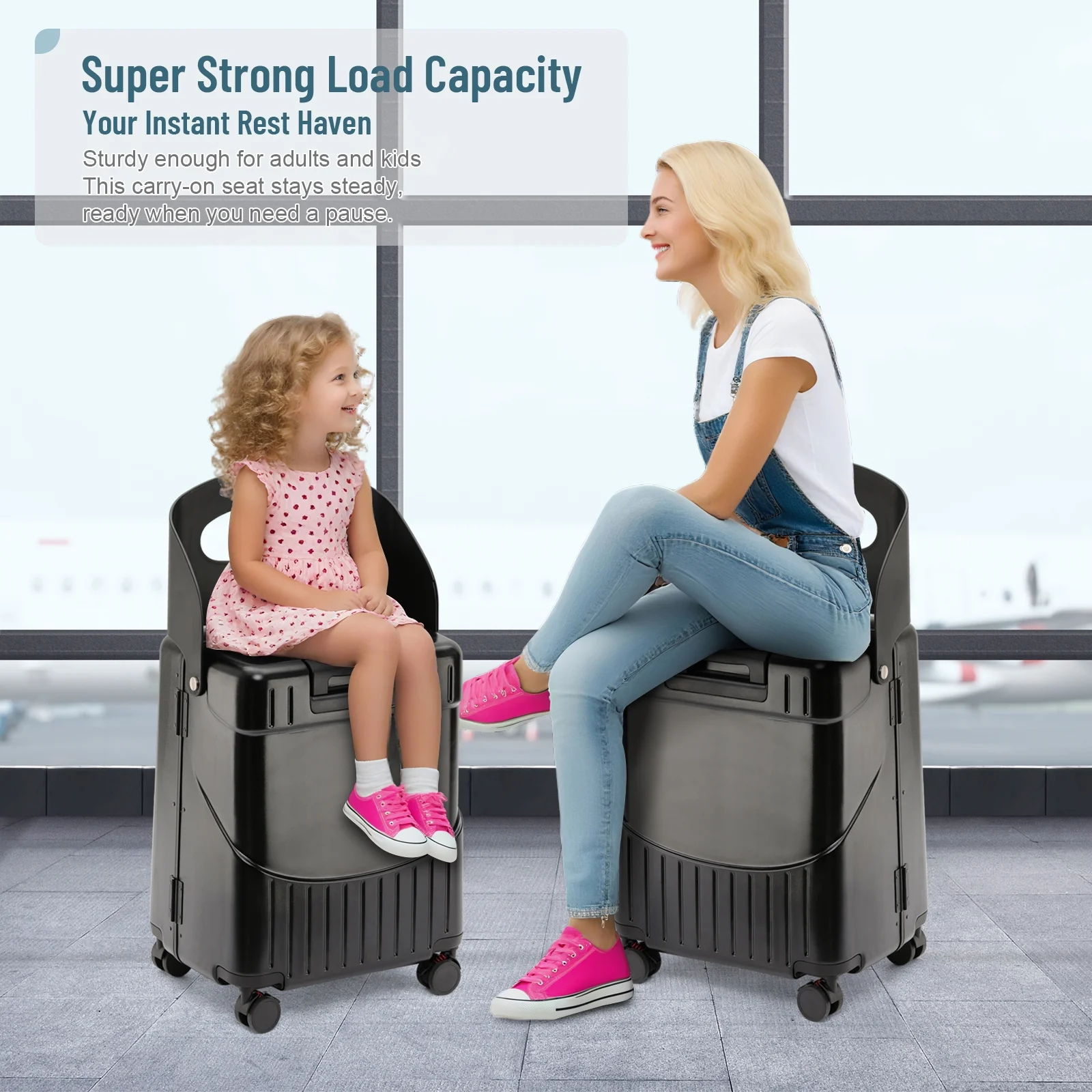 Fridtrip 20 Inch Carry On TSA Lock Luggage with Foldable Seat for Kids& Adult,Lockable Spinner Wheels Free Luggage Cover and Safety Seatbelt Travel Suitcase - Image 12