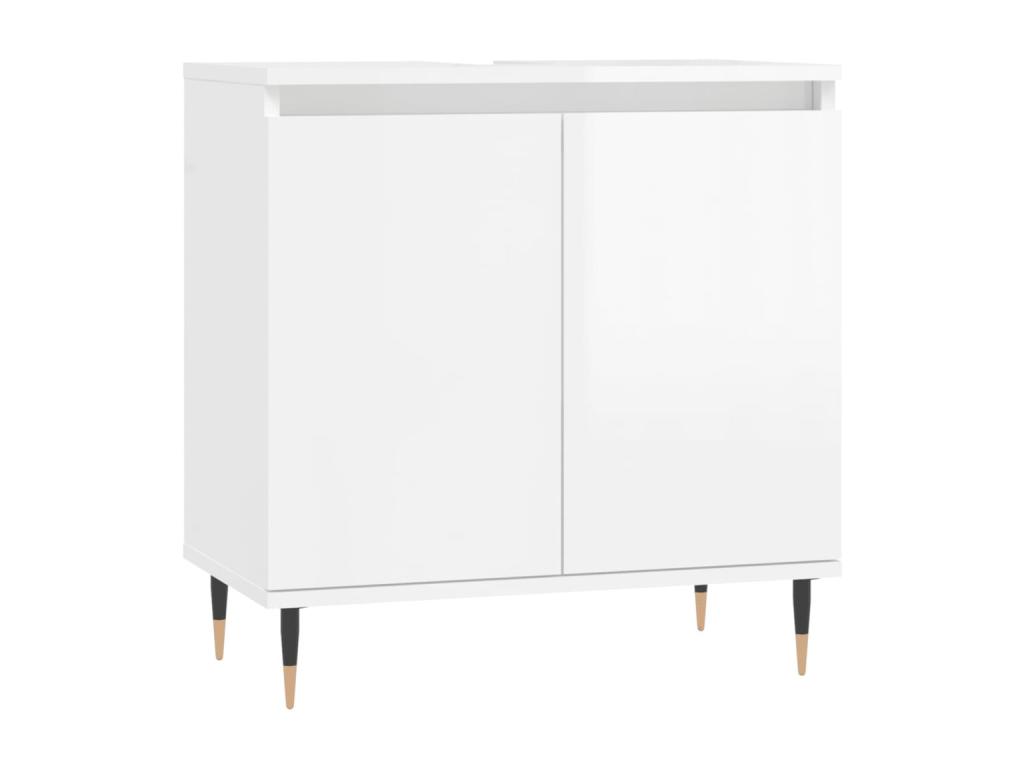 Armario de baño madera de ingeniería blanco brillo 58x33x60 cm