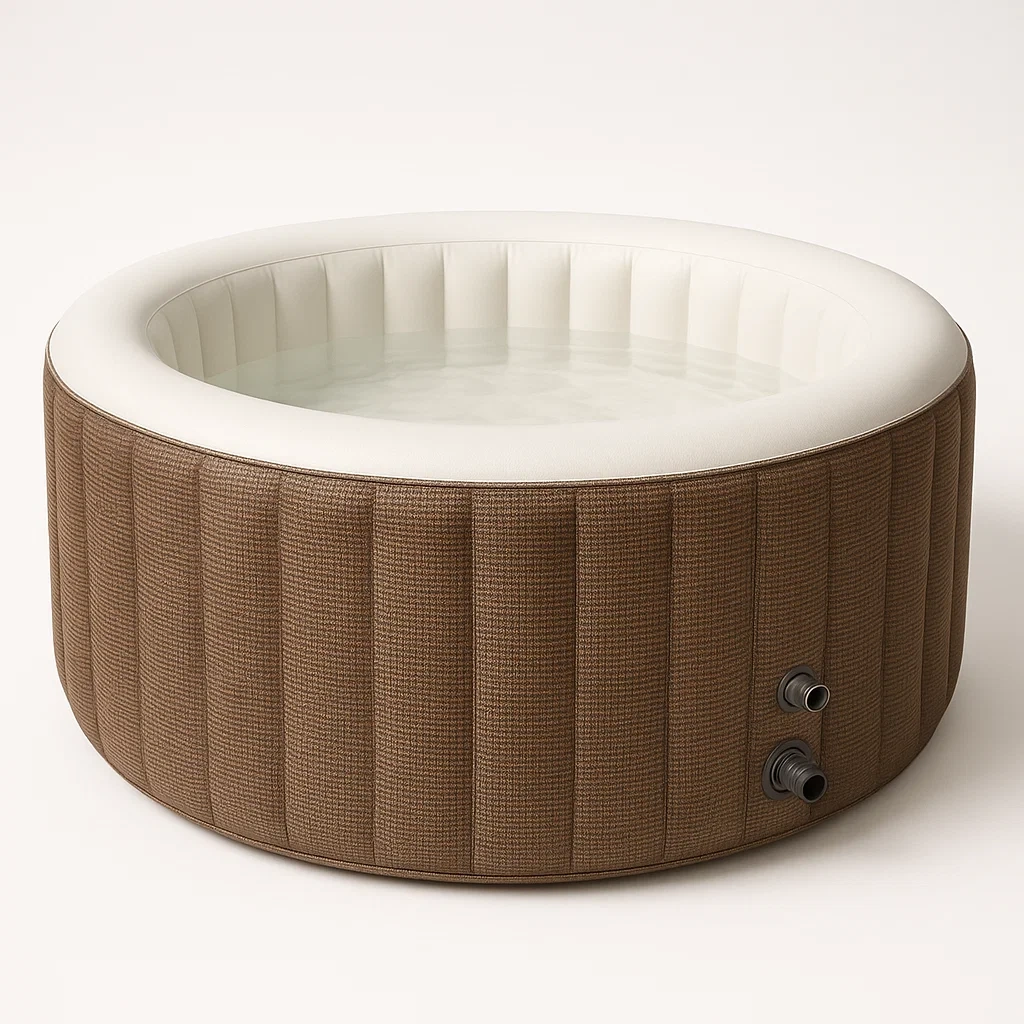 Spas hinchables 196x196x71 cm 4 personas redondo marrón/Blanco LySHkAY337iL