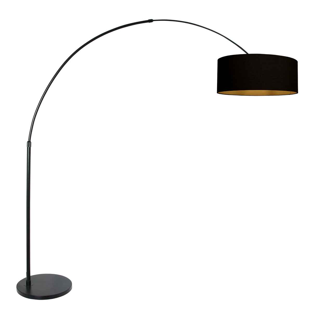 Steinhauer - Booglamp Zwart Zwart Goud Metaal Linnen 235x50x240cm