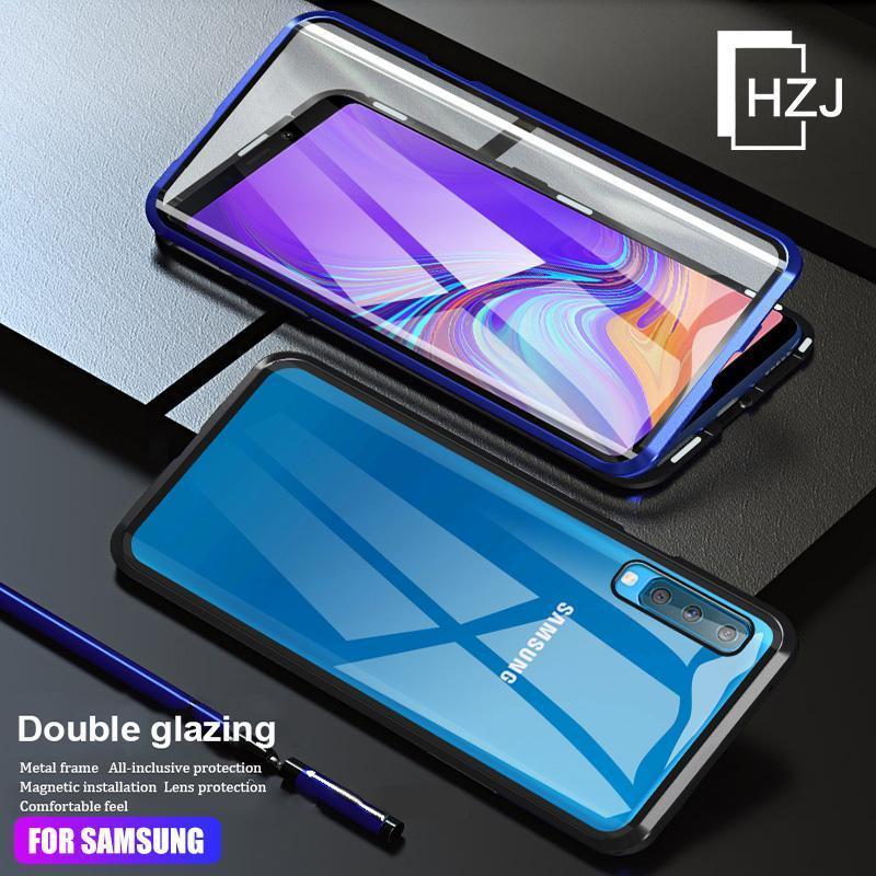 Luxury Full Body Protective Magnetic Case Two Side Glass Cover For Samsung A5(2017)/A7(2017)/A8(2018)/A8+/A9/A10/A50