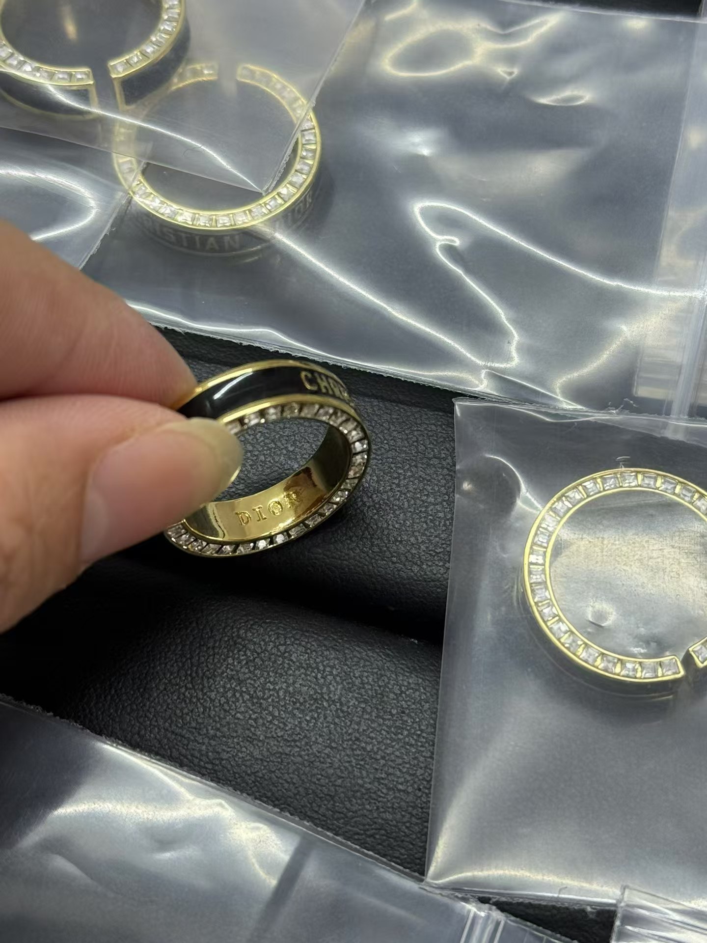 Black Enamel CHRISTIAN DIOR Ring - Original Replica Club