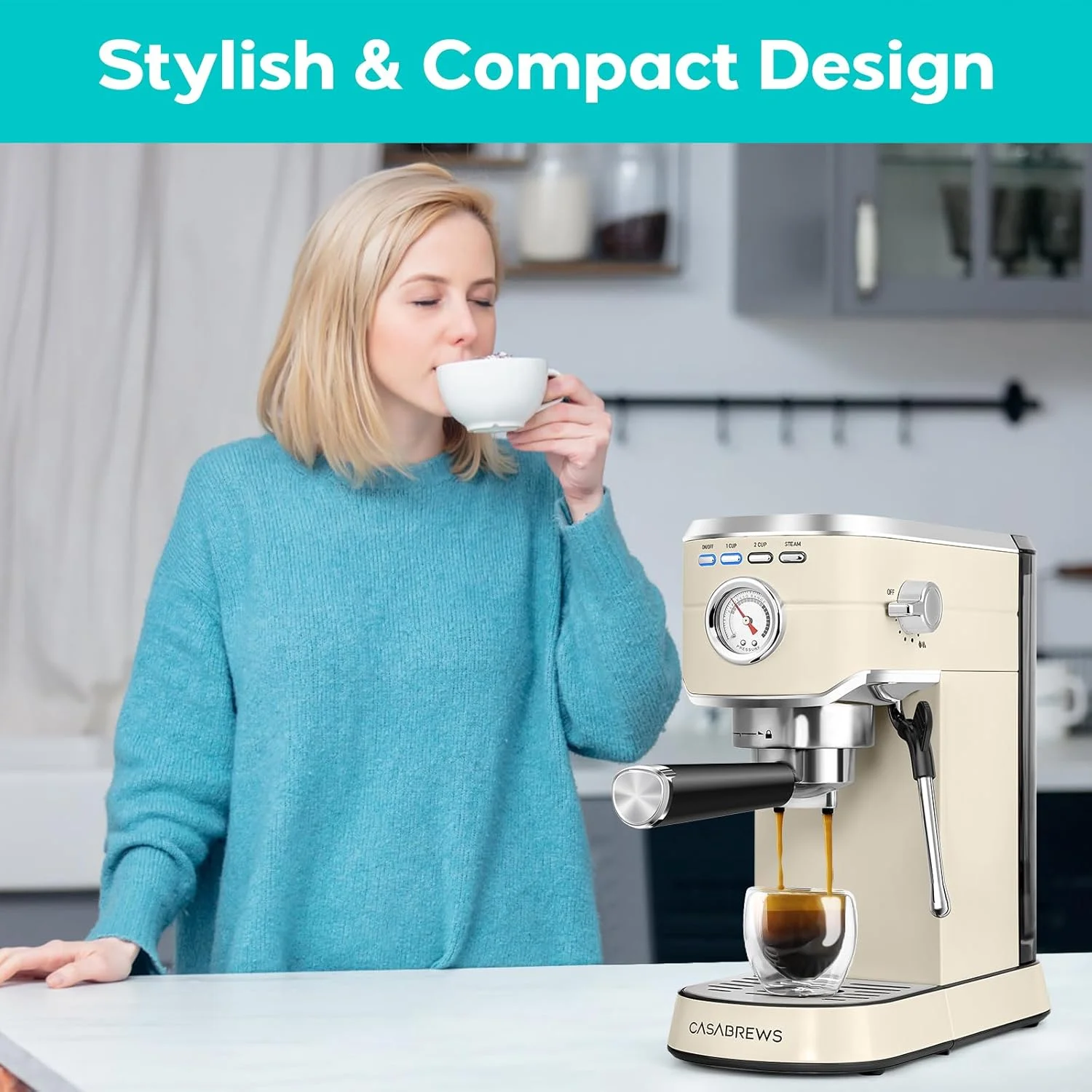 CASABREWS CM5418 20-Bar Espresso Machine and Coffee Maker, Silver - Image 24