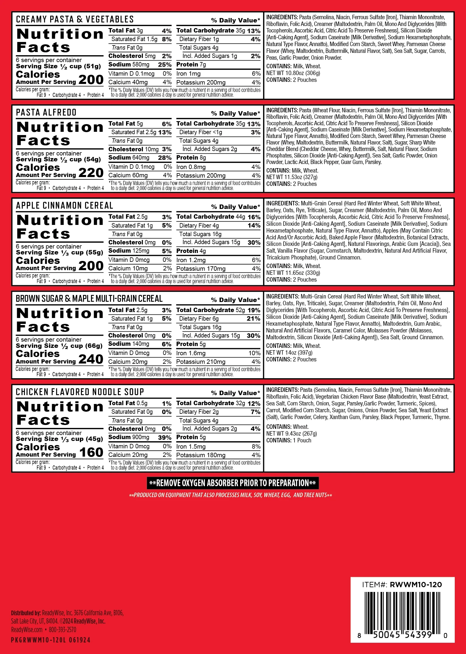 ReadyWise Emergency Food Supply, 120 Serving Entree and Beverage