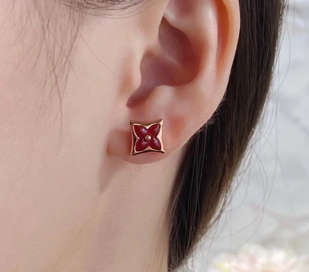 Louis Vuitton Asymmetrical Rose Gold Stud Earrings - Original Replica Club