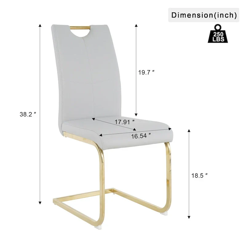 4-Piece Modern Faux Leather Dining Chair Set with Gold Metal Legs and Padded Seats