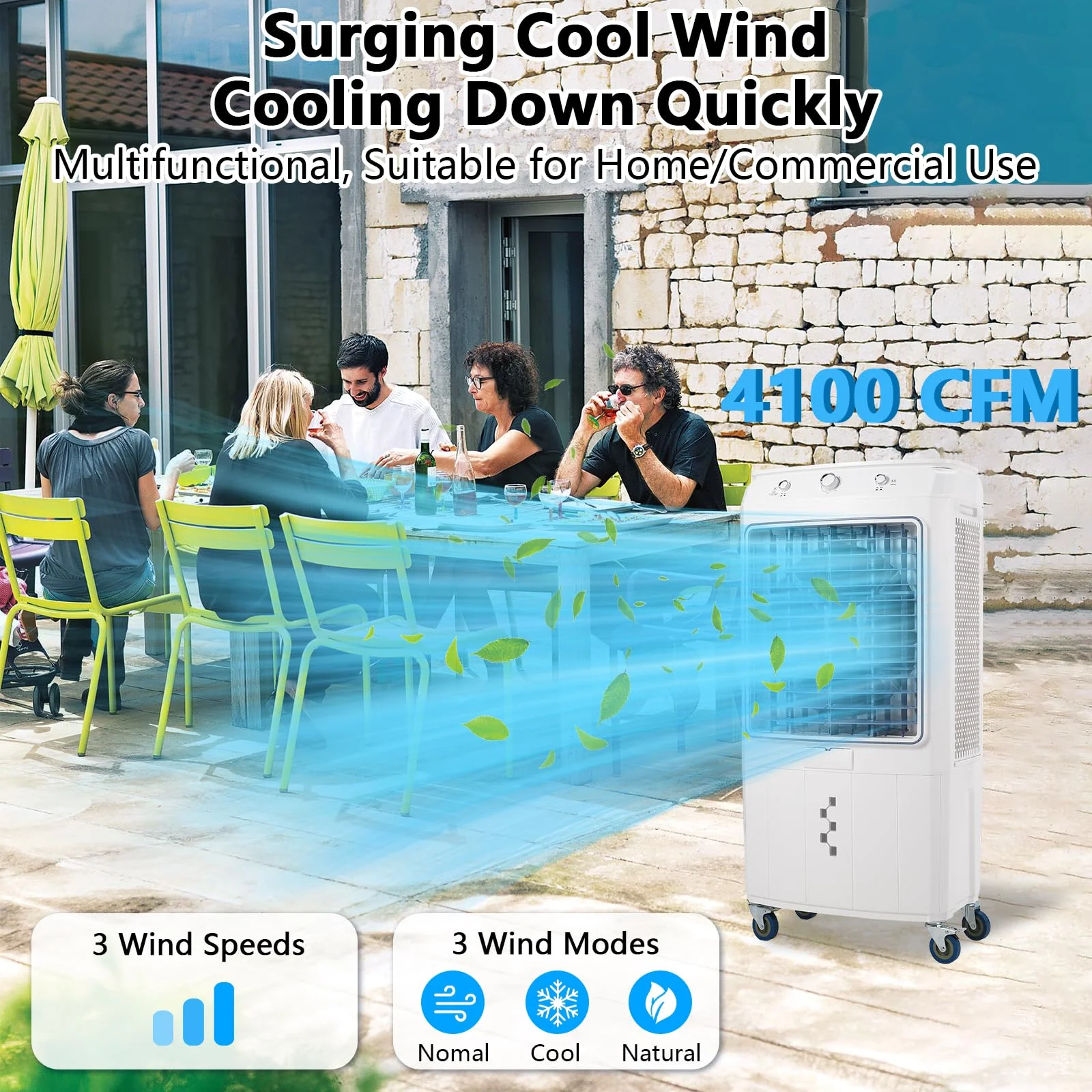 Garvee Air Coolers For Home Quiet,Evaporative Air Cooler 4100 CFM Swamp Cooler Air Conditioner with Remote Control and 4 Ice Packs, 3 Modes & Wind Speeds for Outdoor, Indoor, Garage, 15.8 Gallons - Image 5