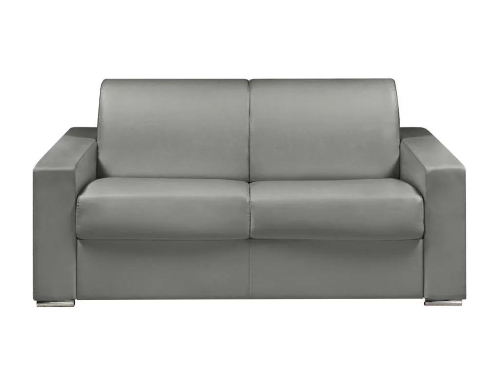 Sofá cama italiano 2 plazas piel sintética Decoesp - Gris - Cama 120 cm - Colchón 14 cm BIIK84610
