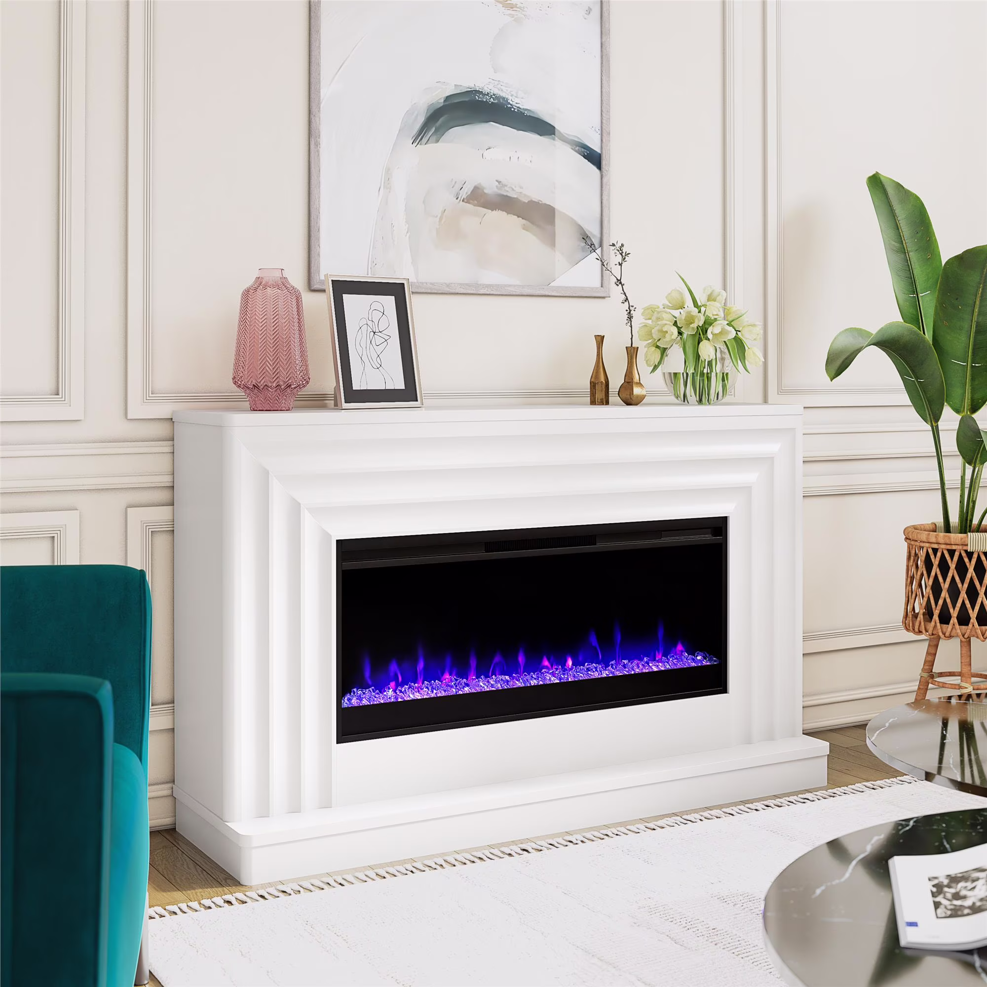 CosmoLiving by Cosmopolitan Rene Electric Fireplace Mantel 65