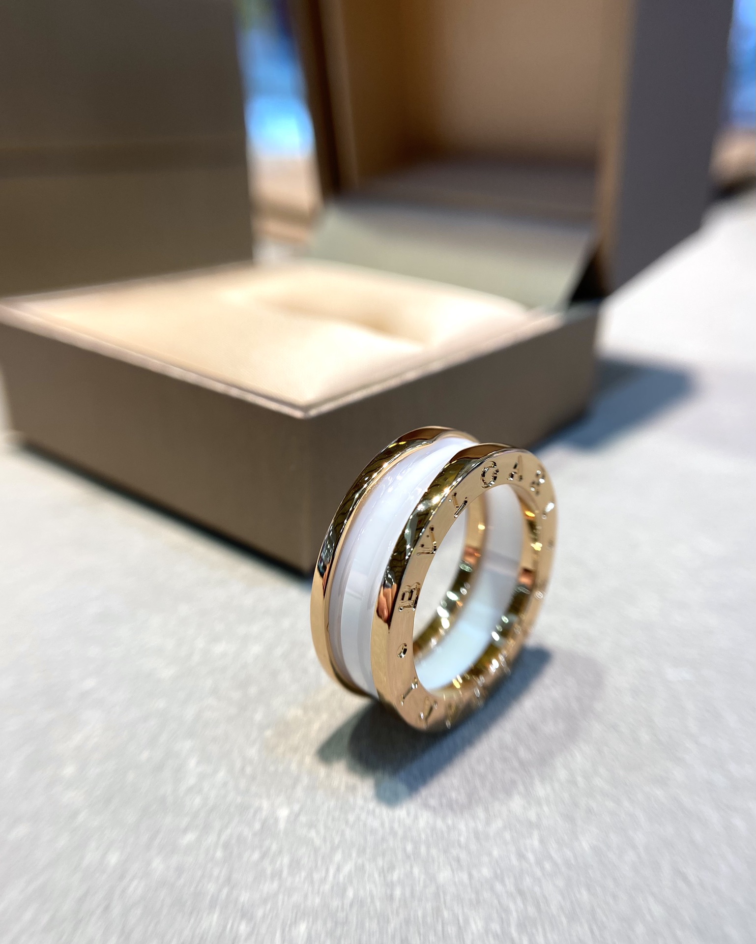 Bvlgari Rose Gold and White B.zero1 Ring - Original Replica Club