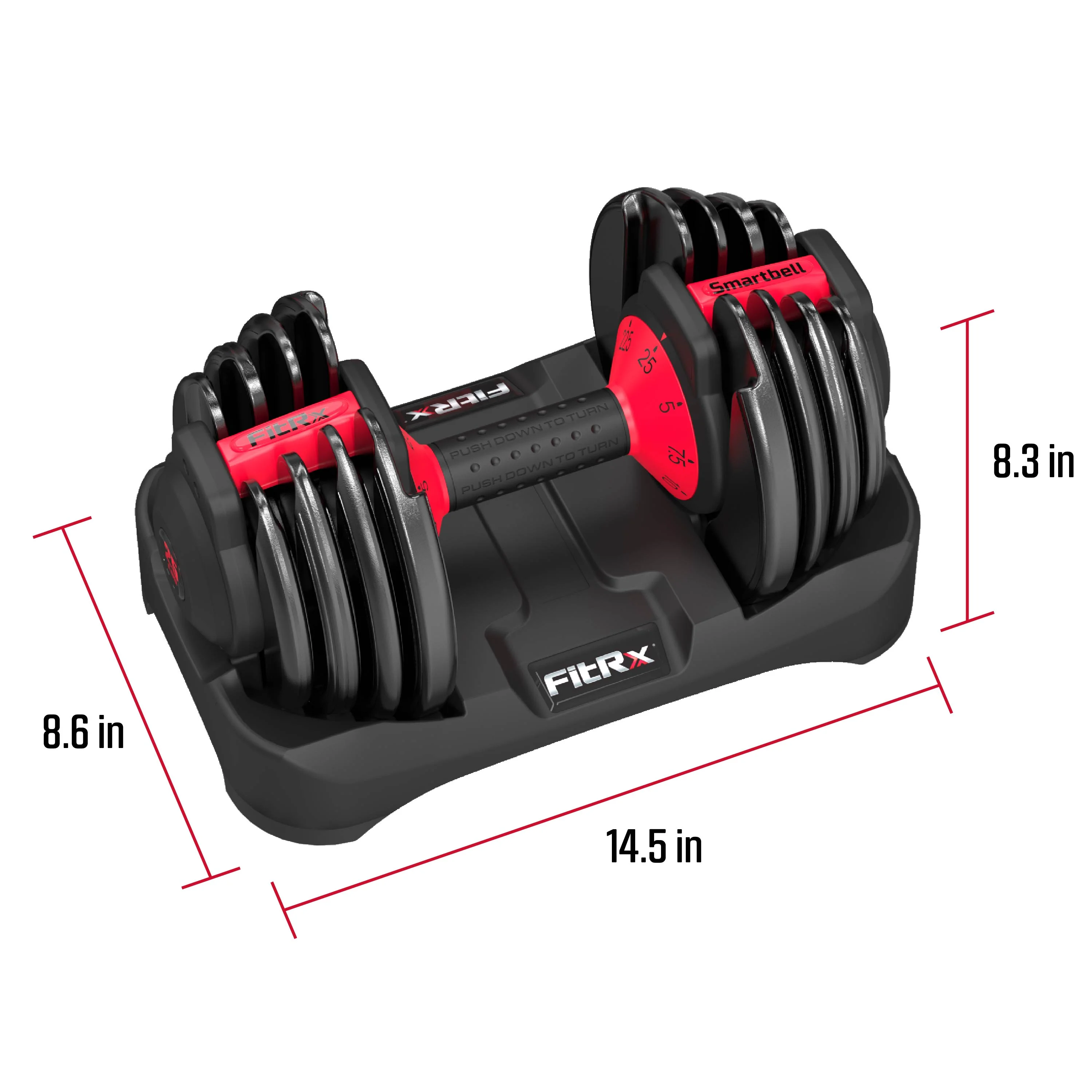 FitRx Adjustable Dumbbells 2-Pack, 25lb SmartBell Dumbbell Set with 9-in-1 Quick-Select Weights, 2.5lb Increments for Home Gym - Image 9