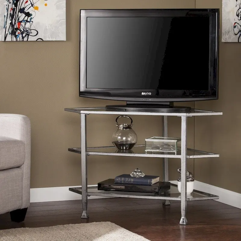 SEI Furniture Jensen Metal Corner TV Stand for Screens up to 33.25 inches