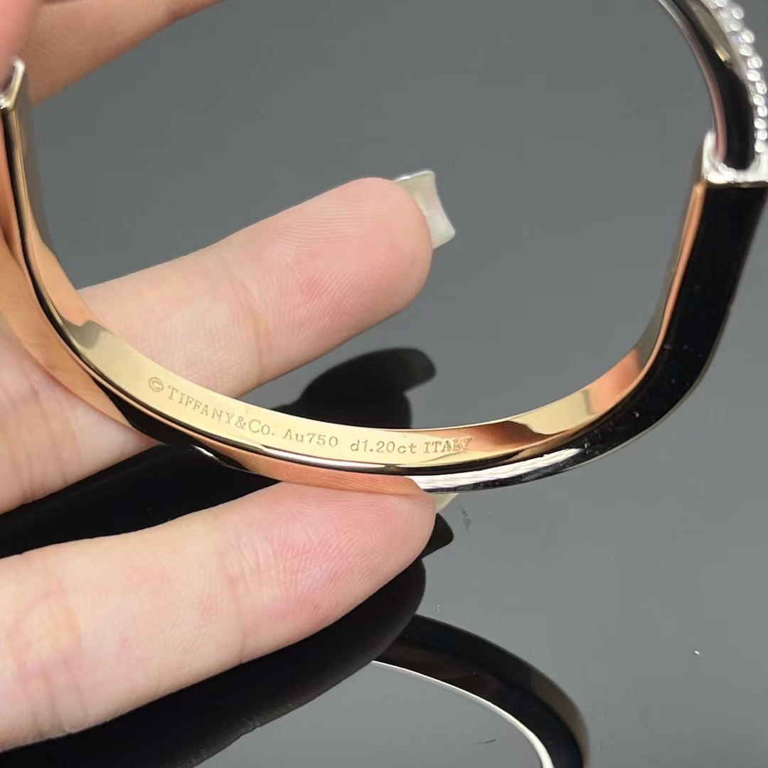 Tiffany Lock Bangle Half Pavé Diamonds Bracelet - Original Replica Club