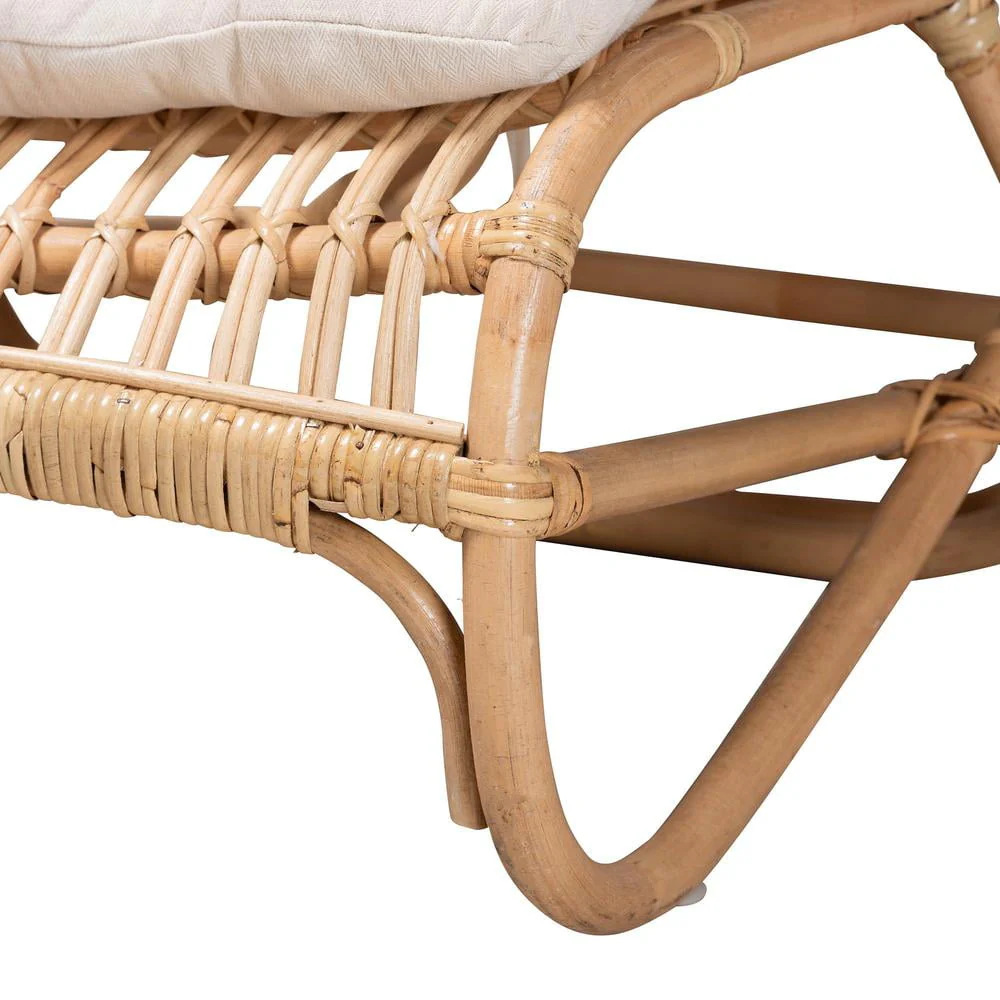 bali & pari Delara Modern Bohemian Natural Brown Rattan Chaise - Image 7