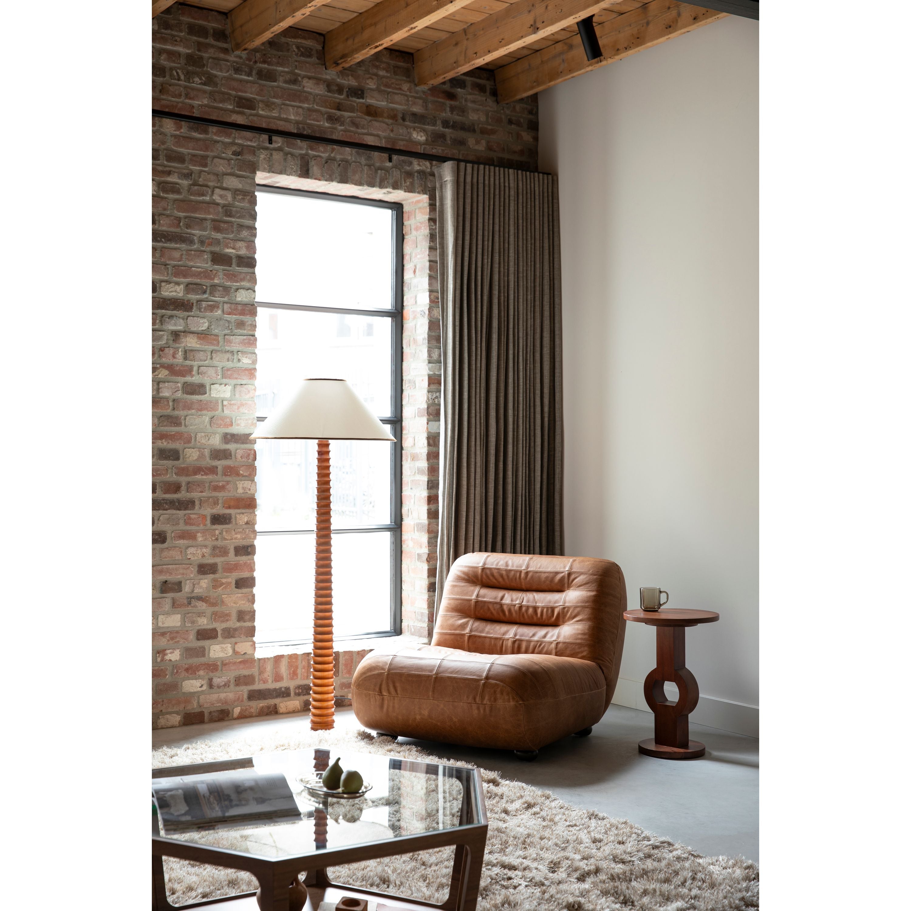 Dutchbone Wyatt Fauteuil Leer Cognac Bruin