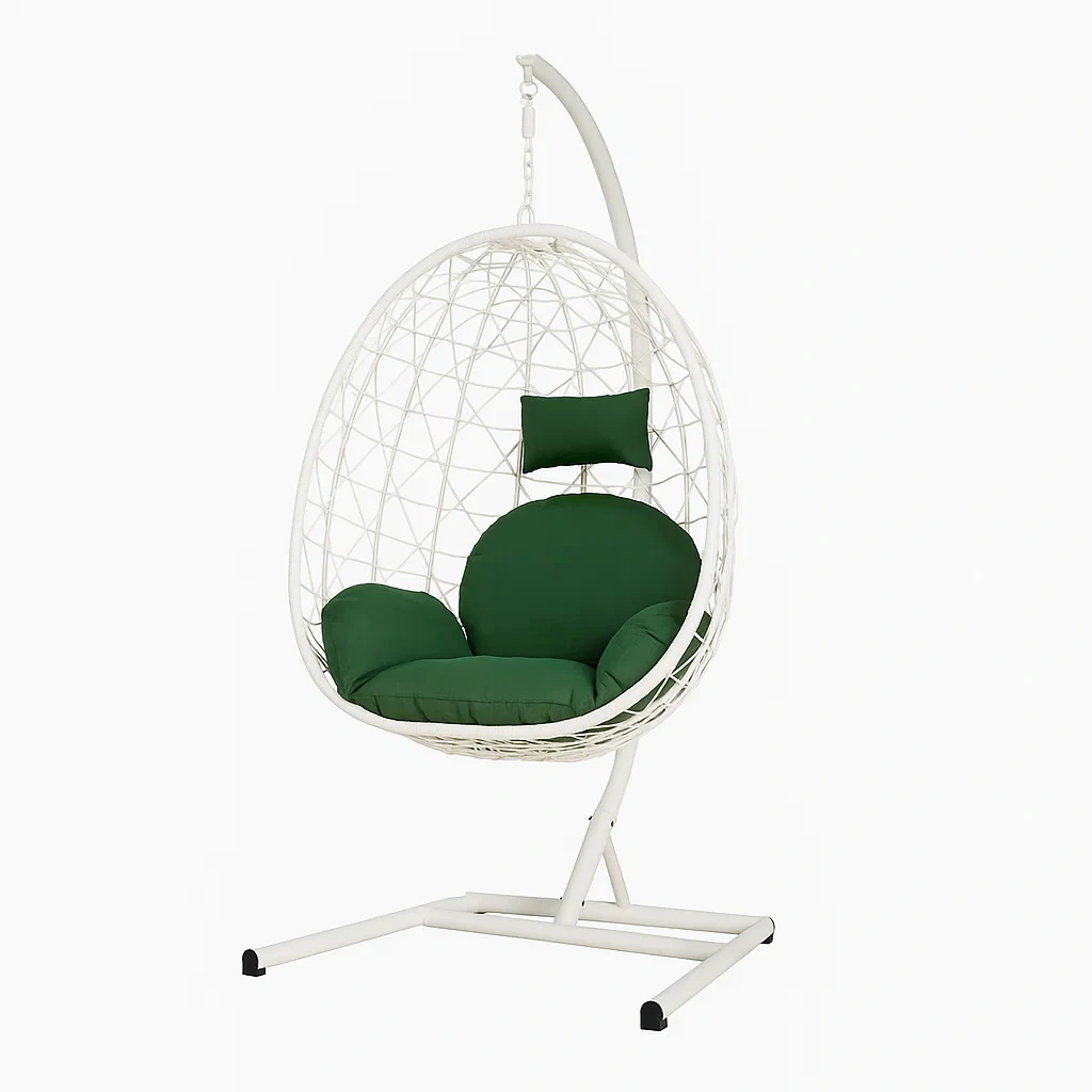 Sillón Colgante de 1 Plaza con Estructura Metálica Blanca y Resina Trenzada - LfexCdF246ak
