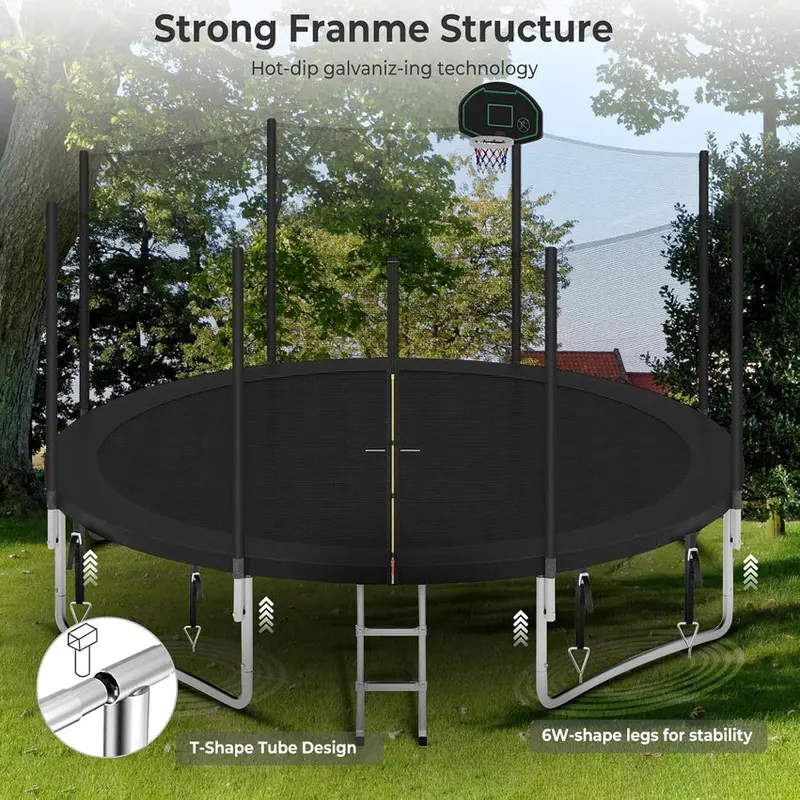 Trampoline With Enclosure Net And Adjustable Basketball Hoop - 8ft, 10ft, 12ft, 14ft, 15ft, 16ft - Image 52 Trampoline With Enclosure Net And Adjustable Basketball Hoop - 8ft, 10ft, 12ft, 14ft, 15ft, 16ft - Image 52