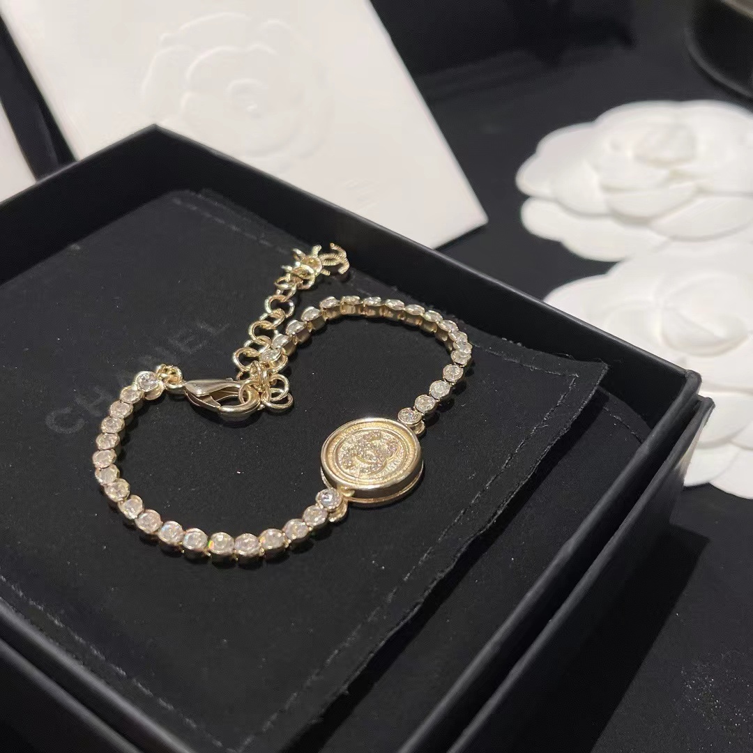 Chanel Full Diamond Round Tag Bracelet - Original Replica Club
