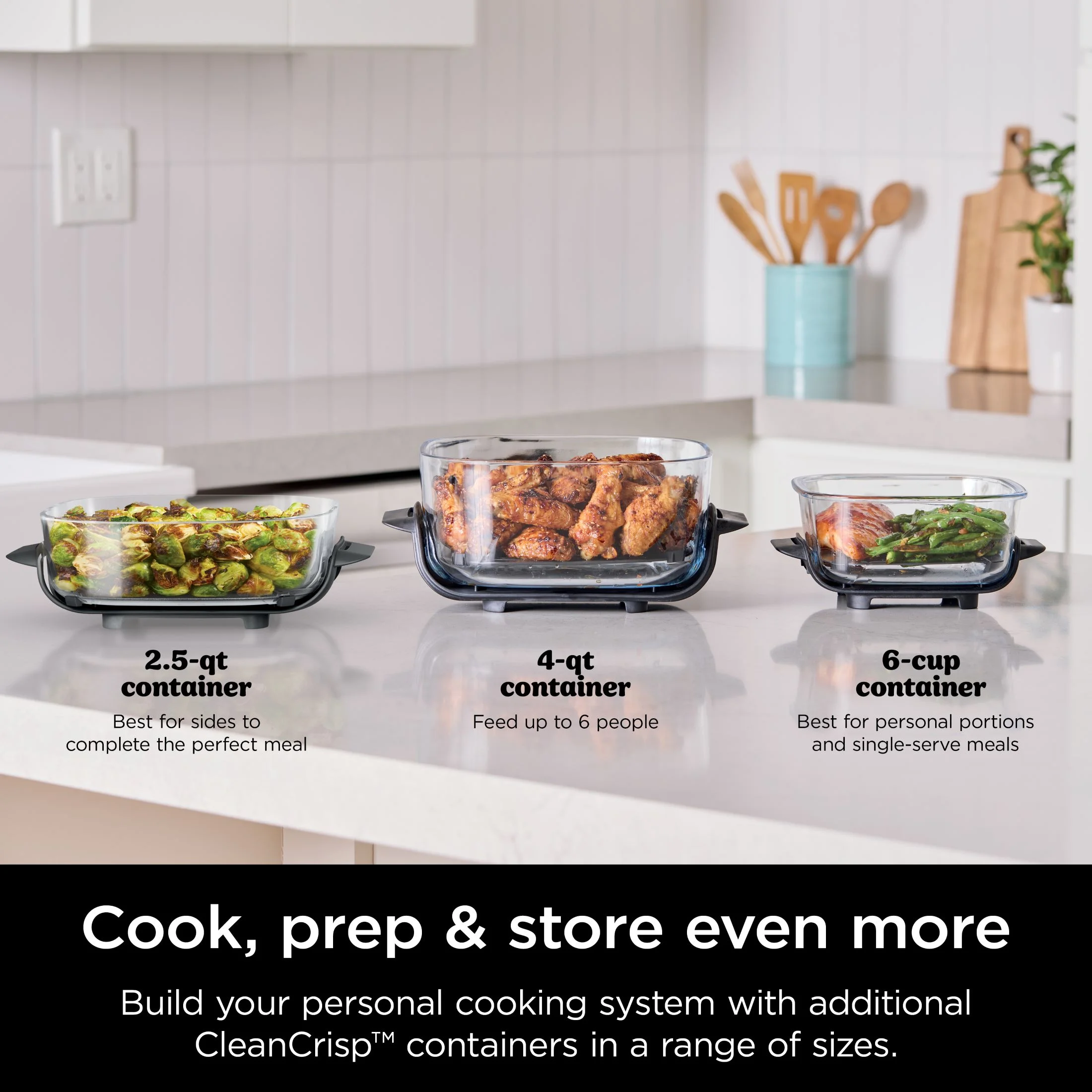 Ninja Crispi 3-in-1 Portable Glass Air Fryer Cooking System, 1500W, 4-Qt & 5-Cup TempWare Glass Containers with Storage Lids, Microwave, Freezer & Dishwasher Safe, White, FN100WH - Image 33