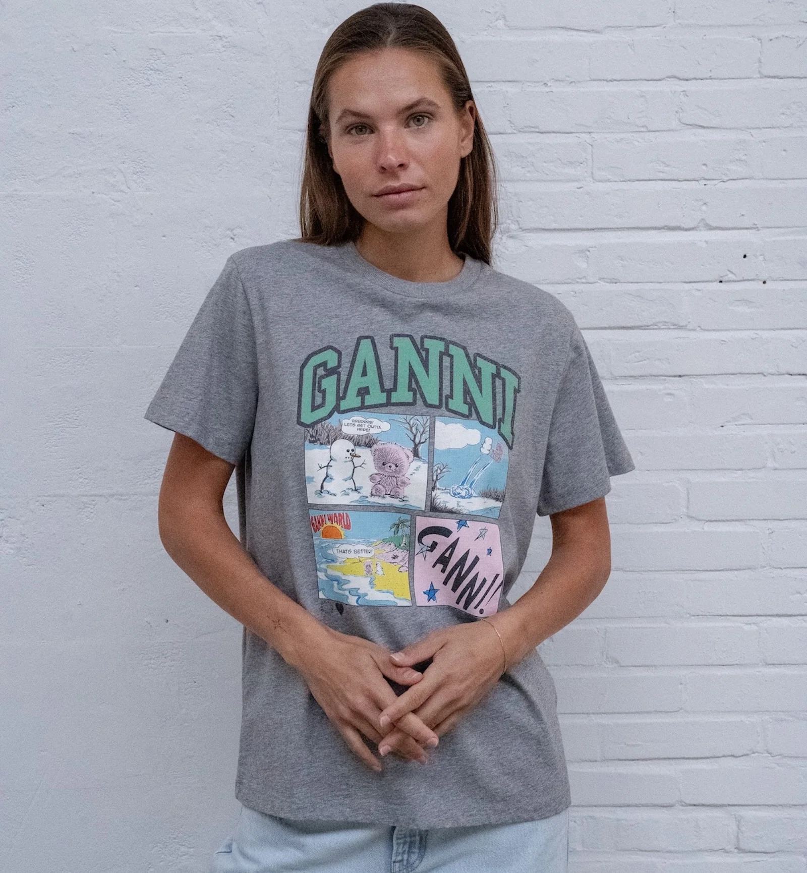 GANNI Basic Cotton Bear Comic Teddy Jersey