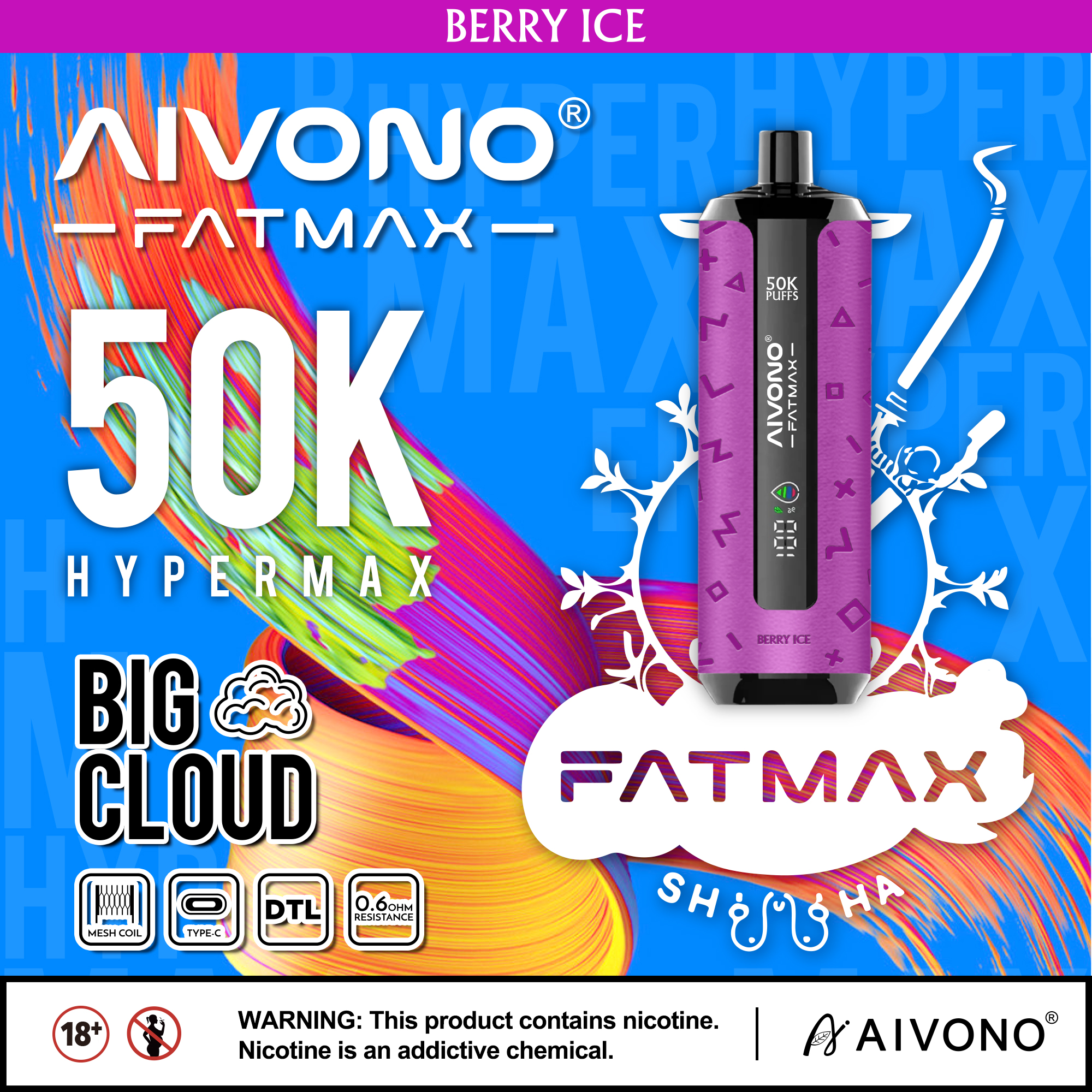 AIVONO AIM FATMAX 50000 Puffs Disposable Shisha Vape